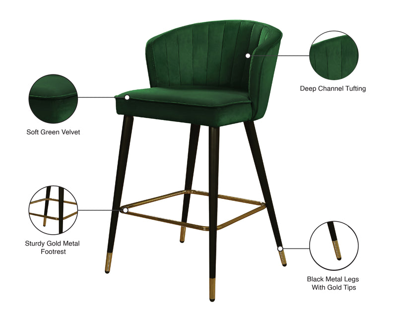 Cassie Green Velvet Counter Stool