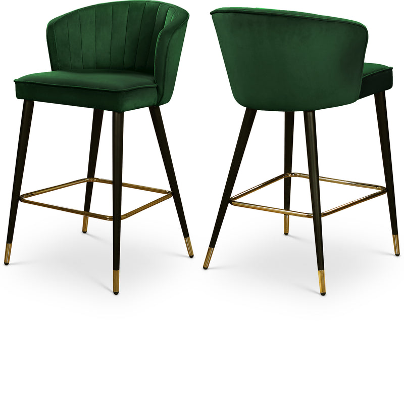 Cassie Green Velvet Counter Stool