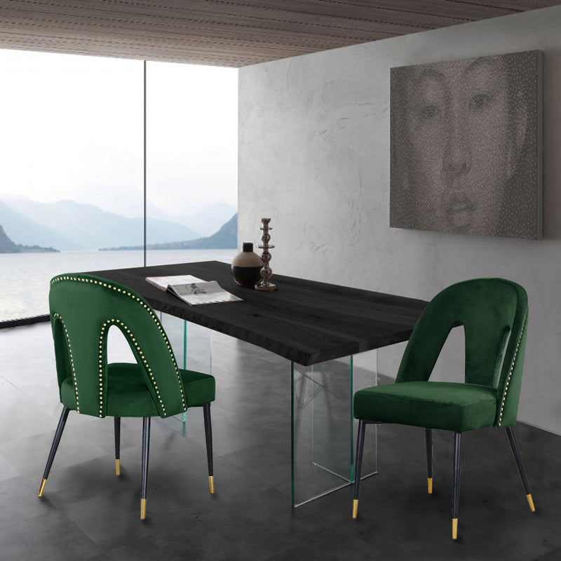 Akoya Green Velvet Dining Chair