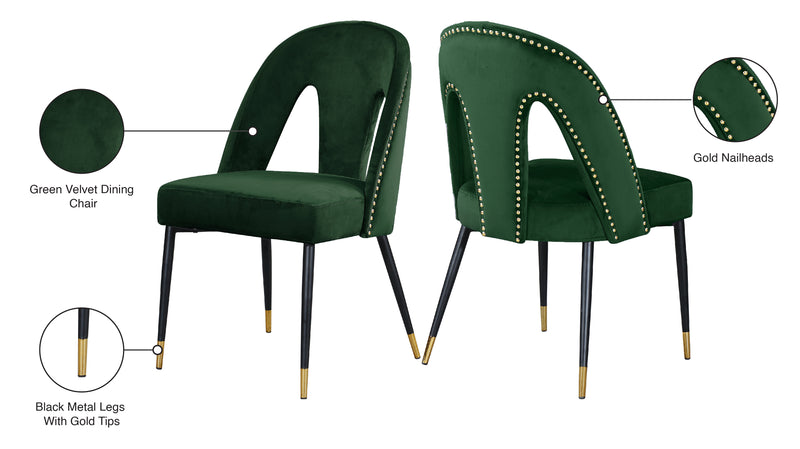 Akoya Green Velvet Dining Chair