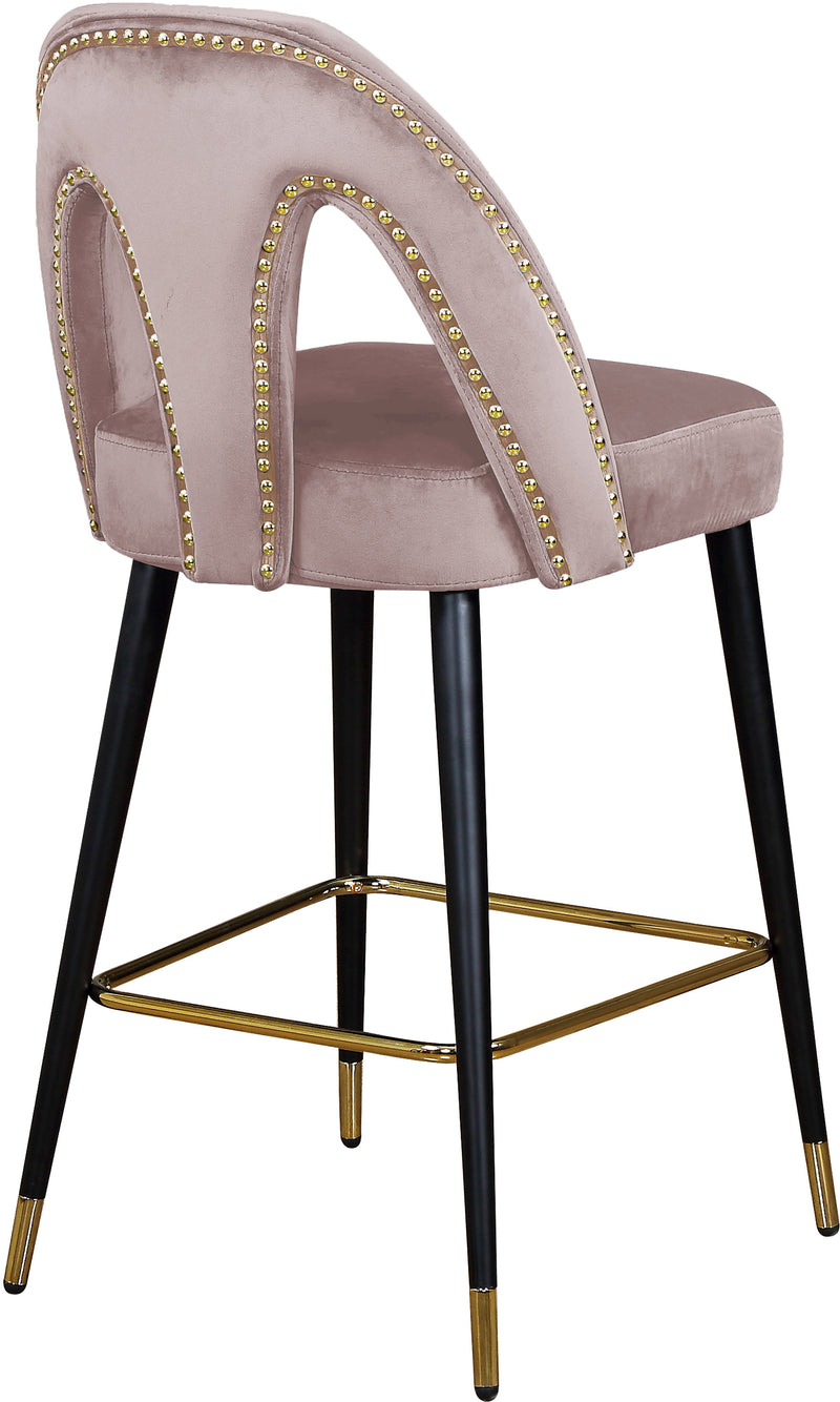 Akoya Pink Velvet Counter Stool