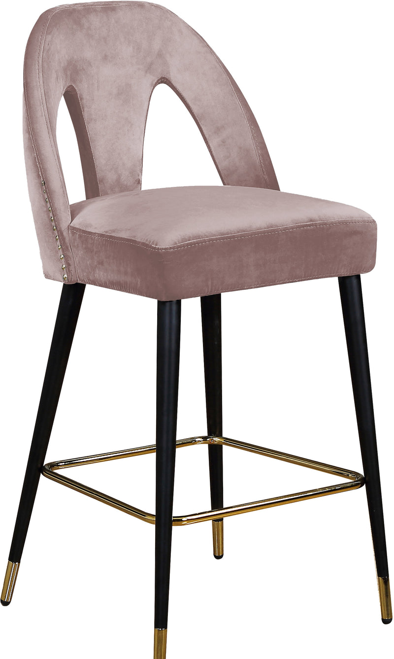 Akoya Pink Velvet Counter Stool