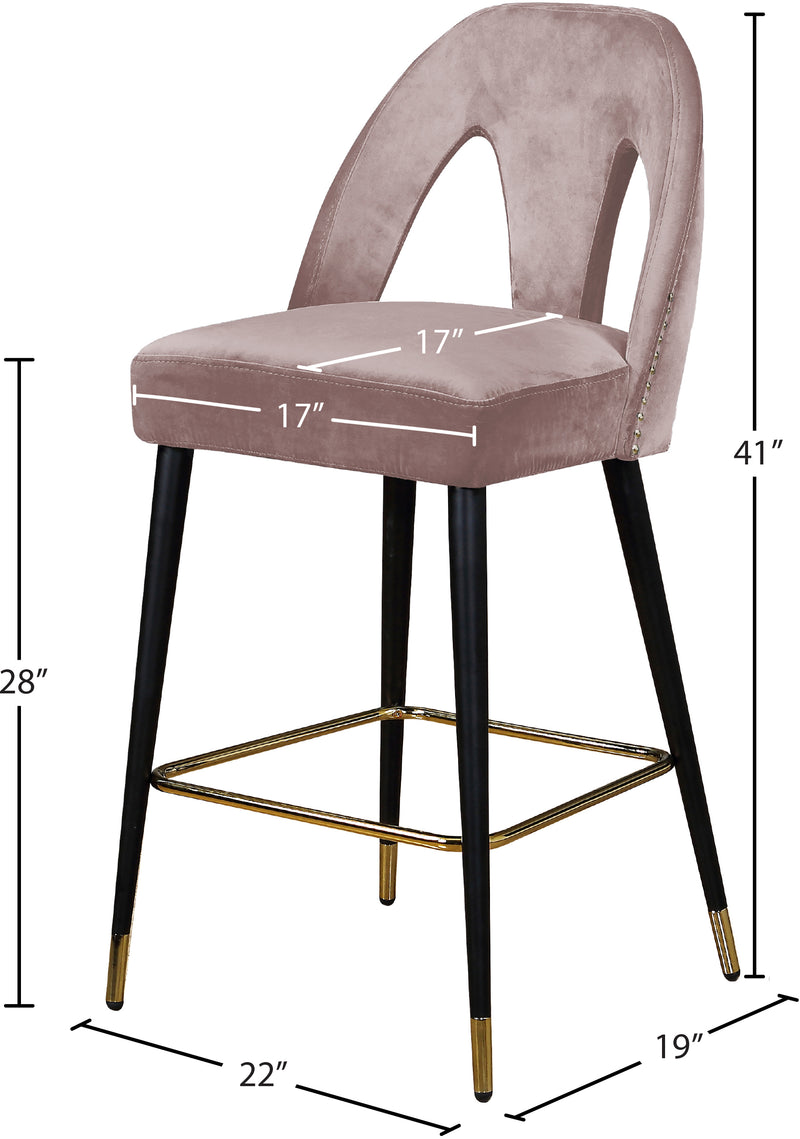 Akoya Pink Velvet Counter Stool