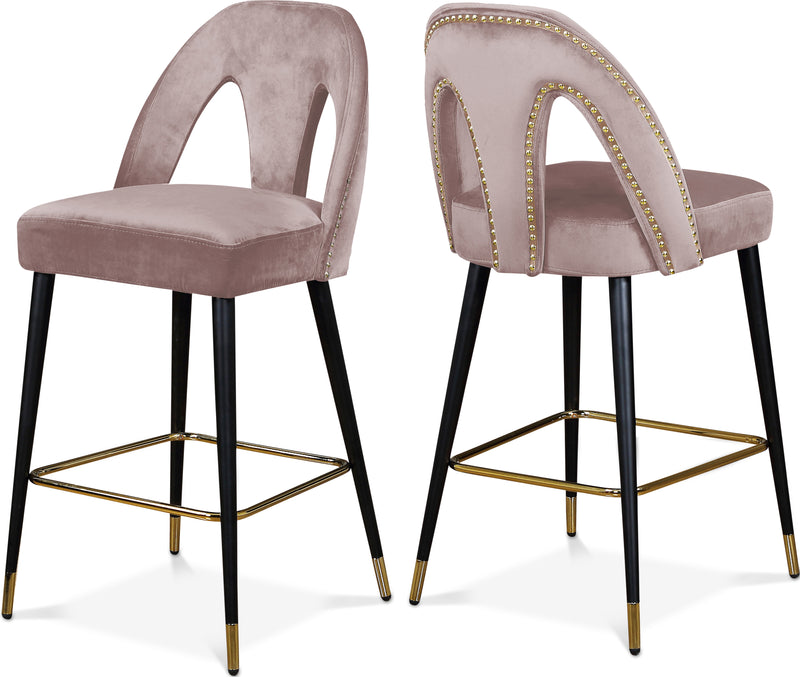 Akoya Pink Velvet Counter Stool