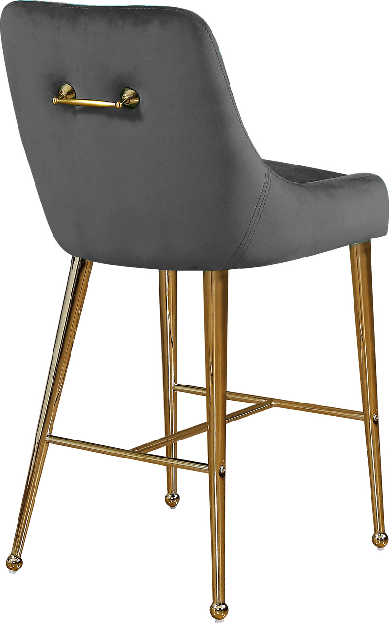 Owen Grey Velvet Counter Stool