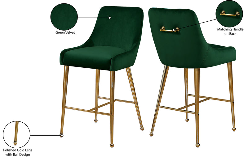 Owen Green Velvet Counter Stool