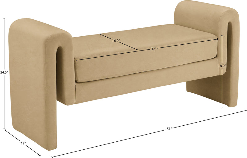 Sloan Camel Velvet 51" Bench