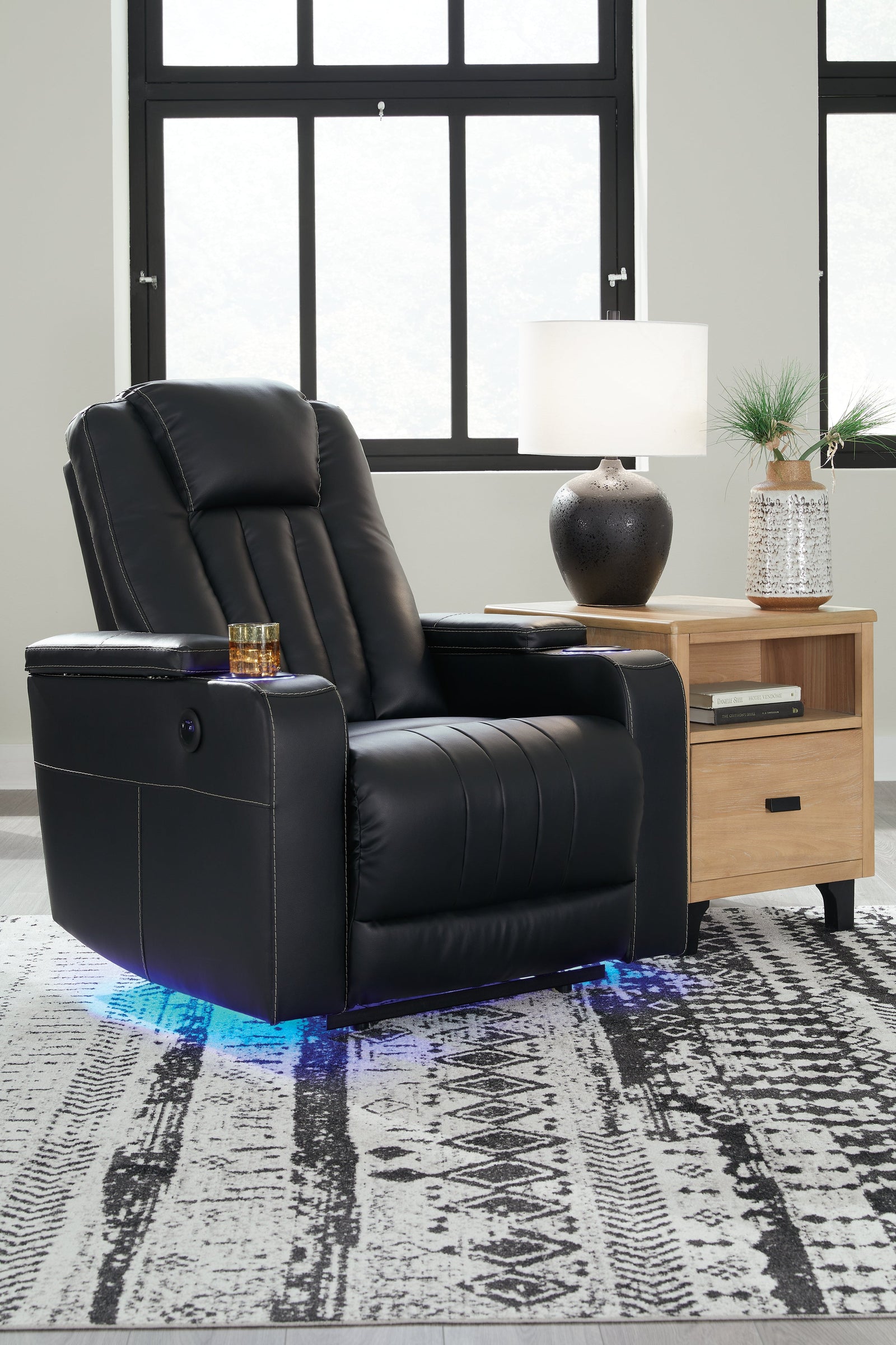 Center Point Black Faux Leather Recliner