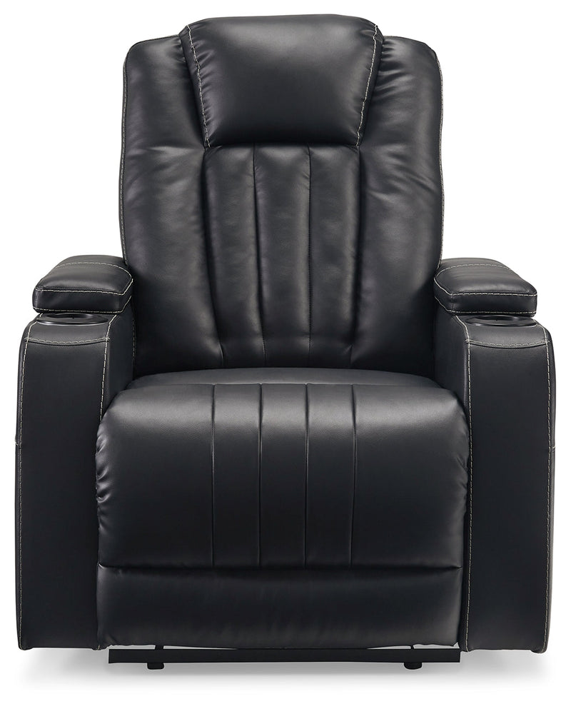 Center Point Black Faux Leather Recliner