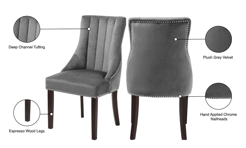 Oxford Grey Velvet Dining Chair