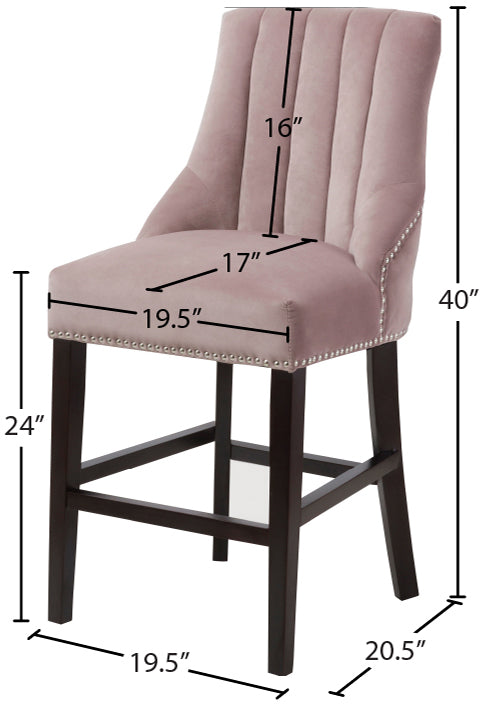 Oxford Pink Velvet Counter Stool