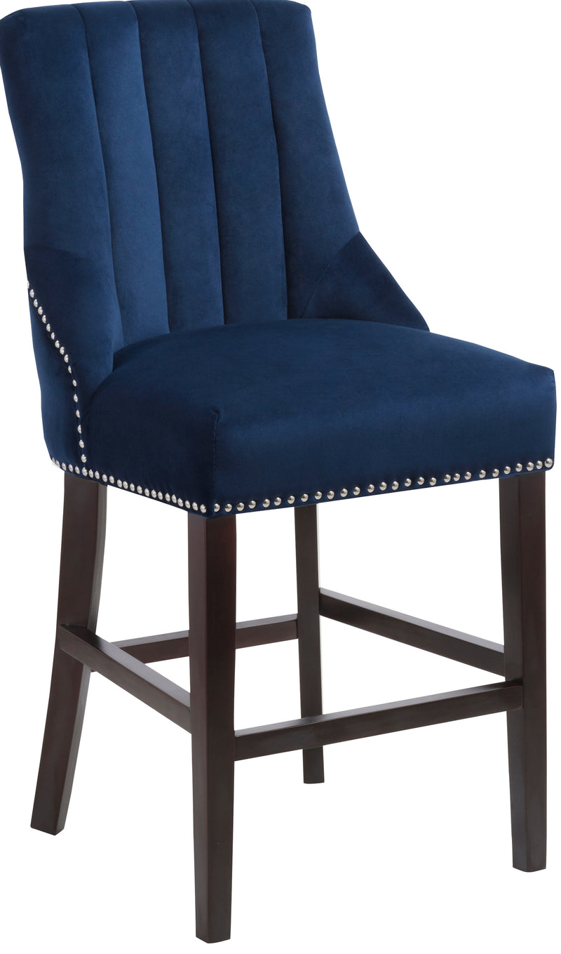 Oxford Blue Velvet Counter Stool