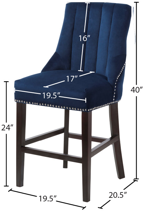 Oxford Blue Velvet Counter Stool