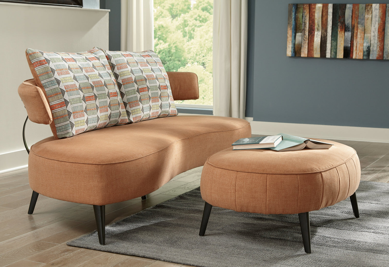 Hollyann Rust Sofa And Ottoman