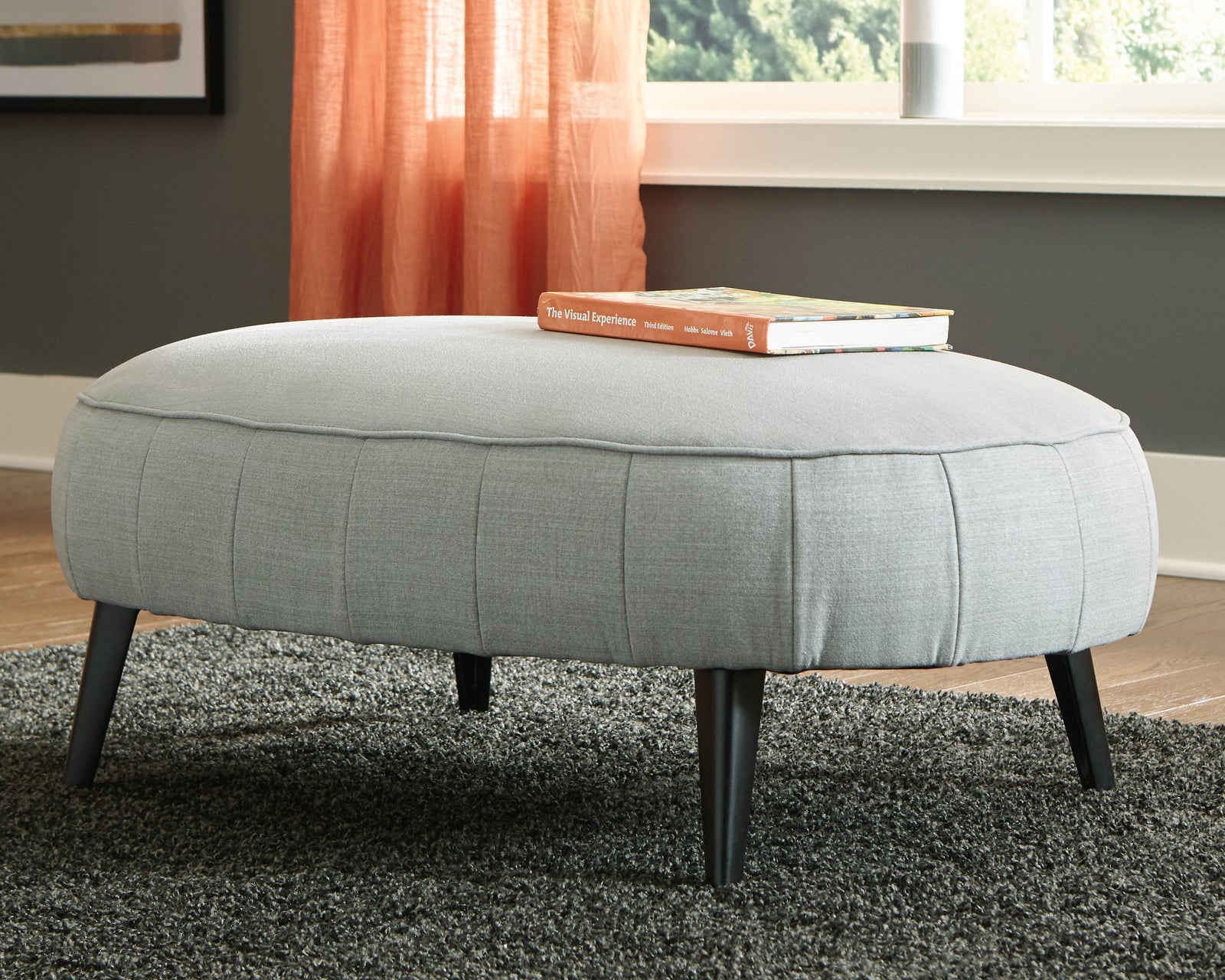 Hollyann Gray Chenille Oversized Accent Ottoman