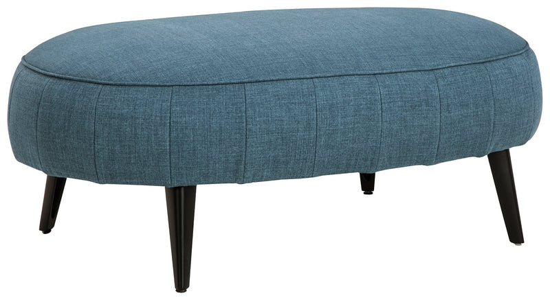 Hollyann Blue Chenille Oversized Accent Ottoman