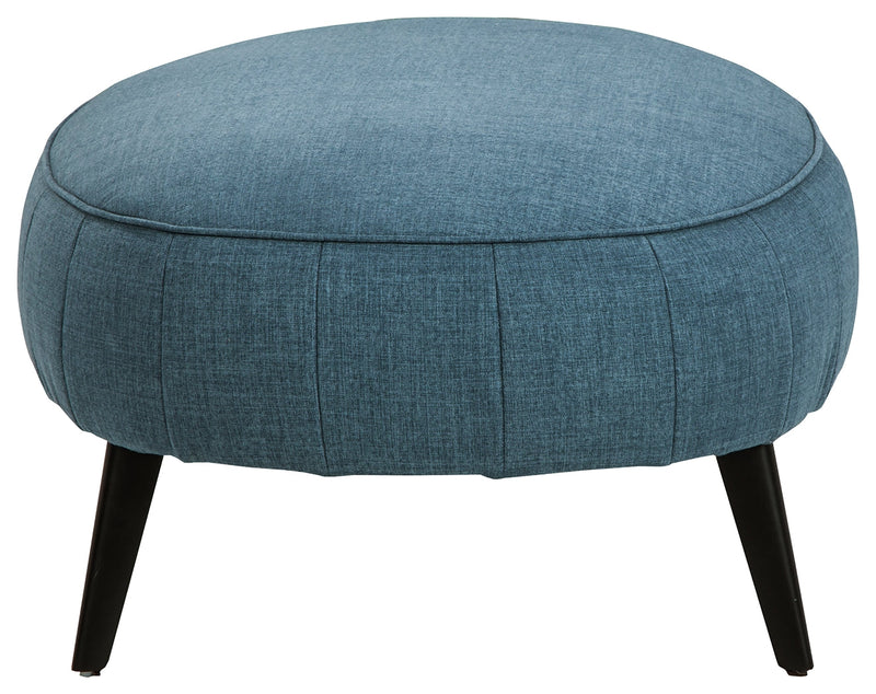 Hollyann Blue Chenille Oversized Accent Ottoman