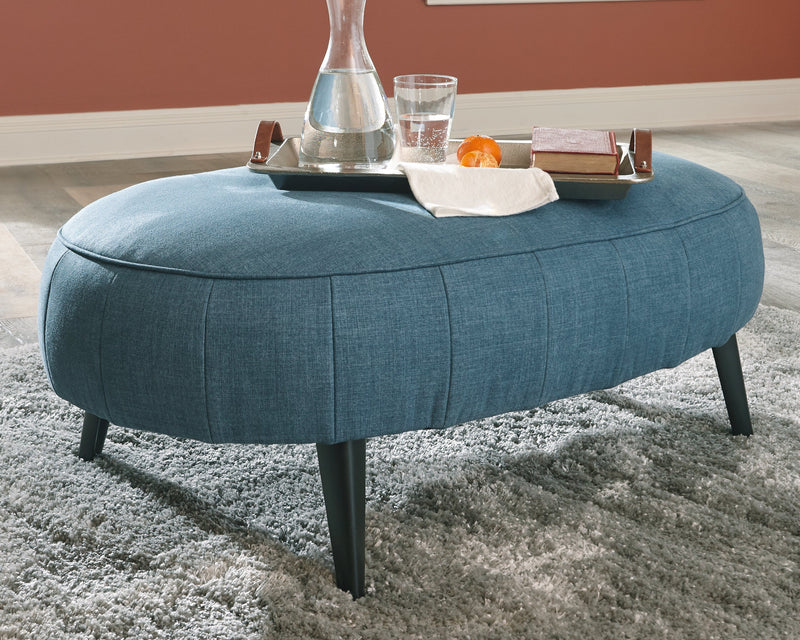 Hollyann Blue Chenille Oversized Accent Ottoman