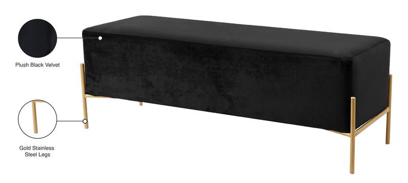 Isla Black Velvet Bench