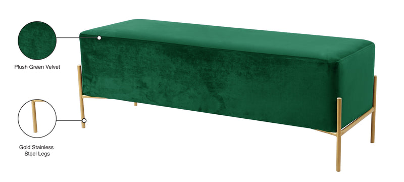 Isla Green Velvet Bench