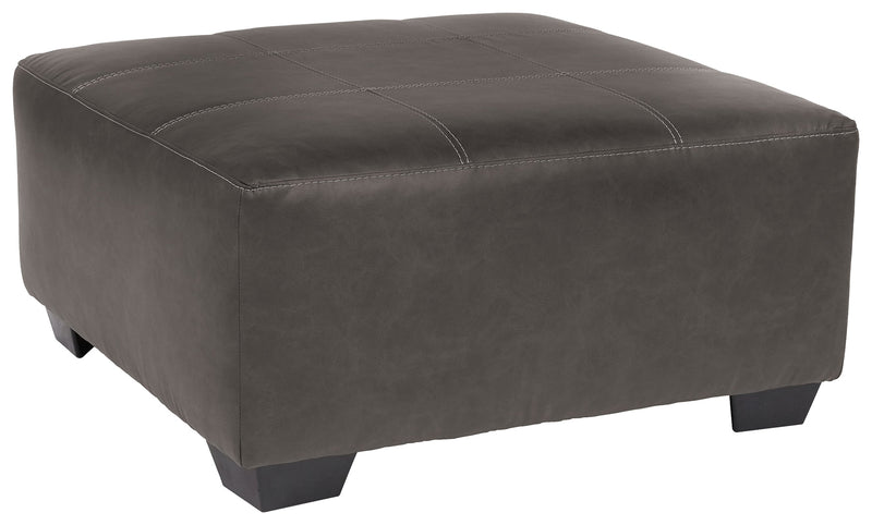 Aberton Gray Faux Leather Oversized Accent Ottoman