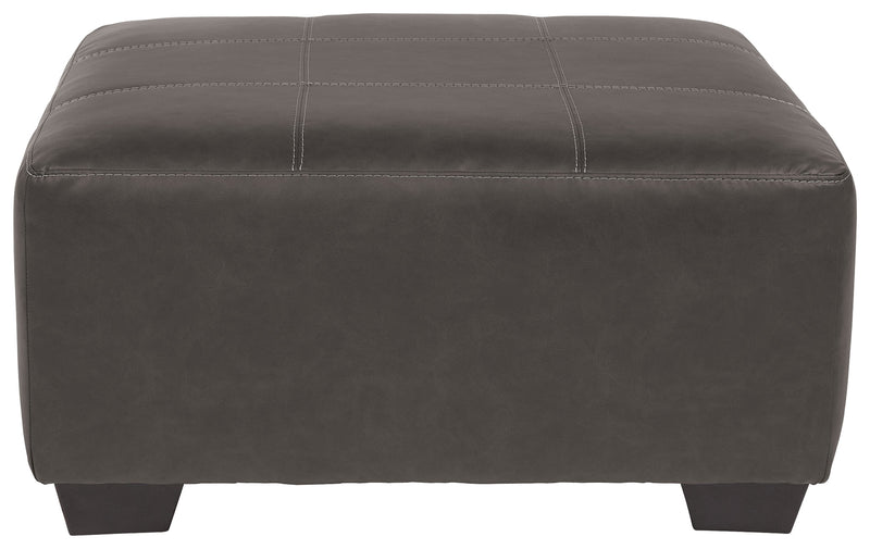 Aberton Gray Faux Leather Oversized Accent Ottoman