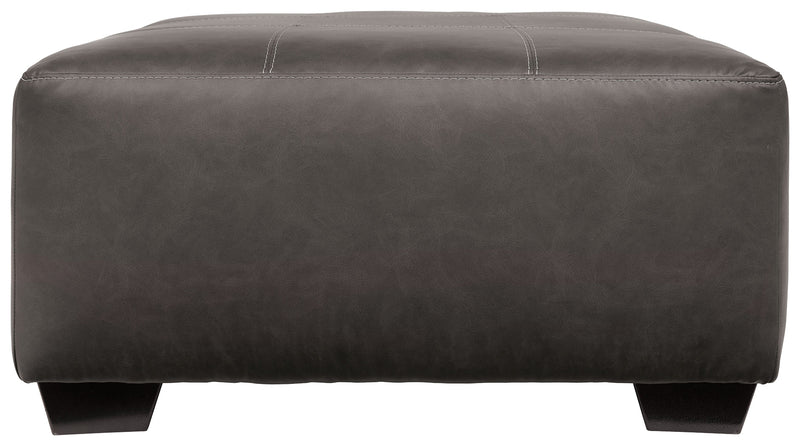 Aberton Gray Faux Leather Oversized Accent Ottoman