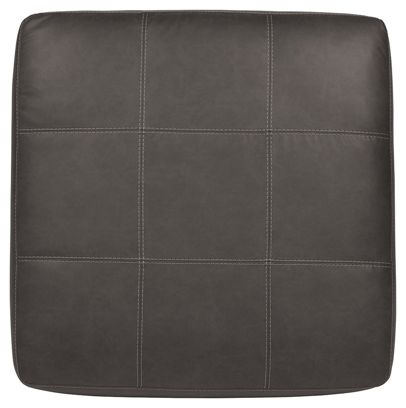 Aberton Gray Faux Leather Oversized Accent Ottoman