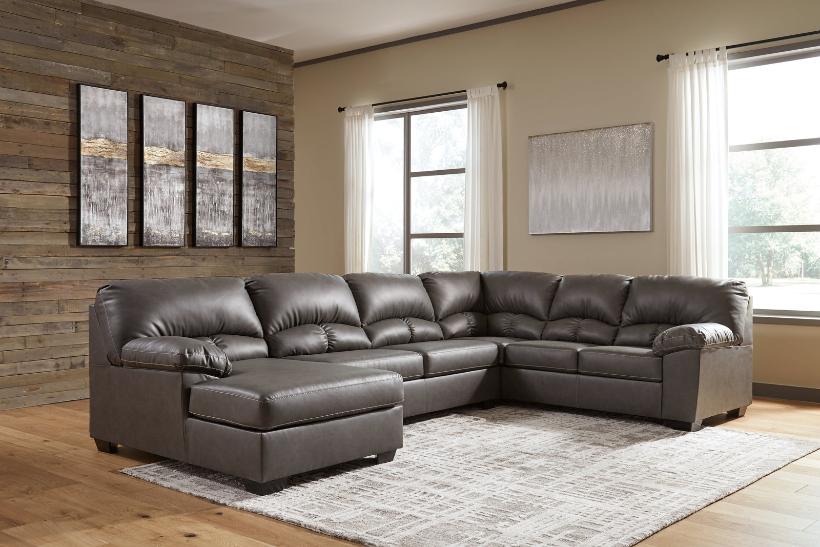 Aberton Gray 3-Piece Sectional With Chaise