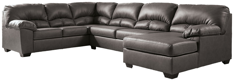 Aberton Gray Faux Leather 3-Piece Sectional With Chaise