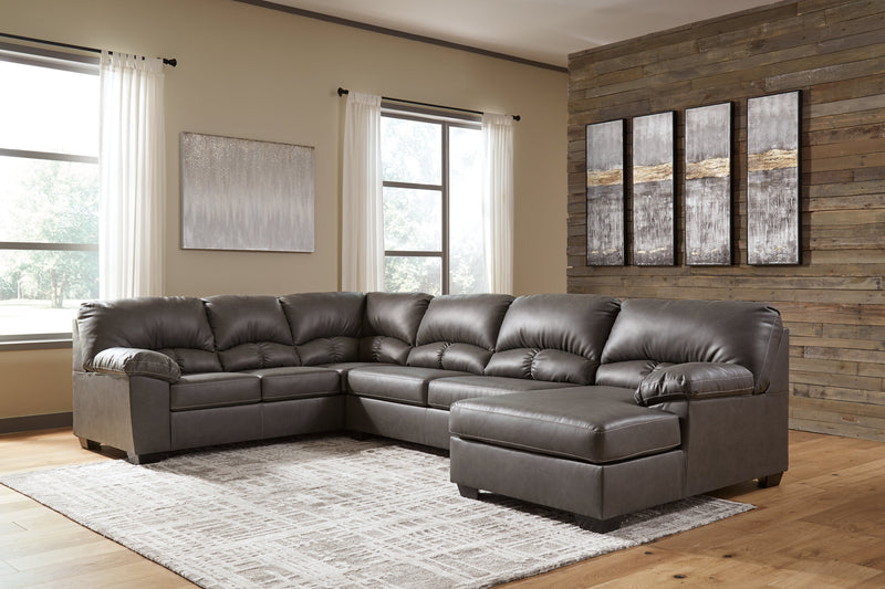 Aberton Gray Faux Leather 3-Piece Sectional With Chaise