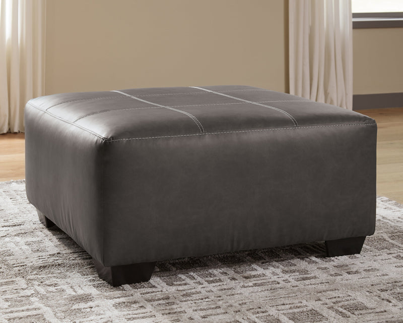 Aberton Gray Faux Leather Oversized Accent Ottoman