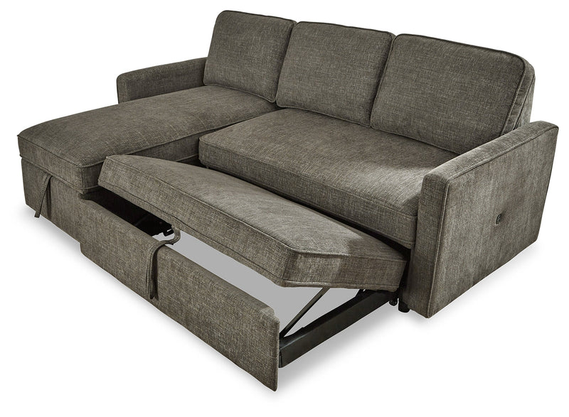 Kerle Charcoal 2-Piece Sectional With Pop Up Bed