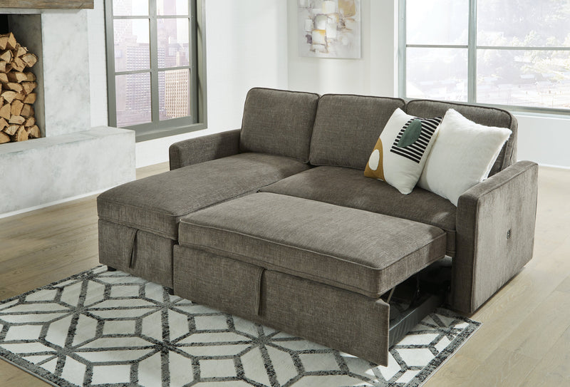 Kerle Charcoal 2-Piece Sectional With Pop Up Bed