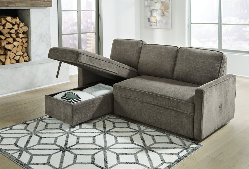 Kerle Charcoal 2-Piece Sectional With Pop Up Bed