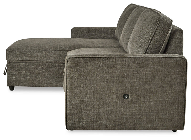 Kerle Charcoal 2-Piece Sectional With Pop Up Bed