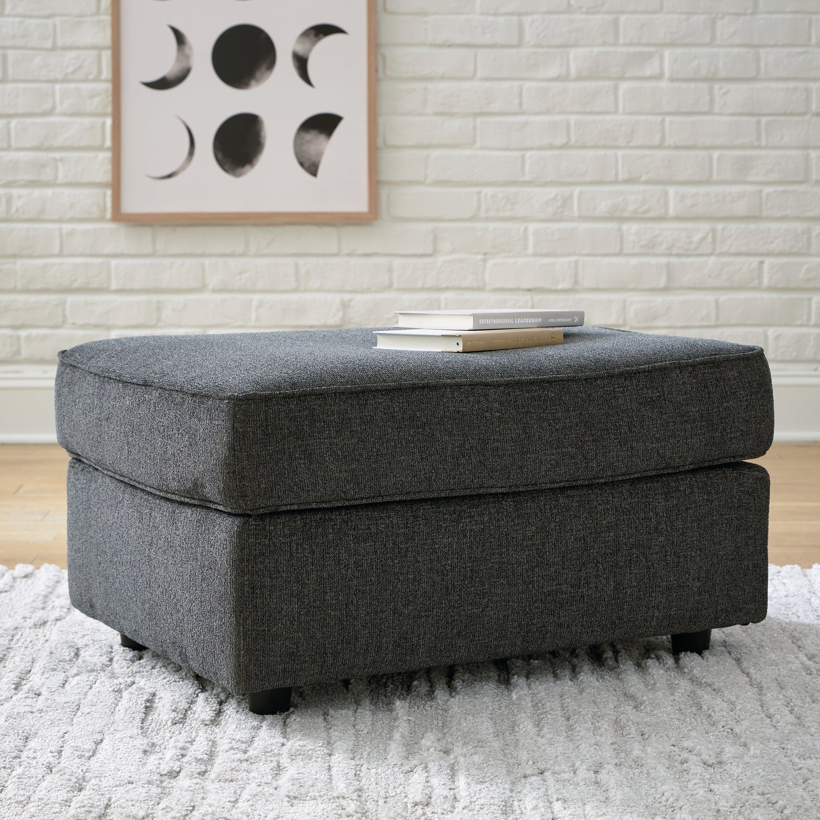 Cascilla Slate Chenille Ottoman