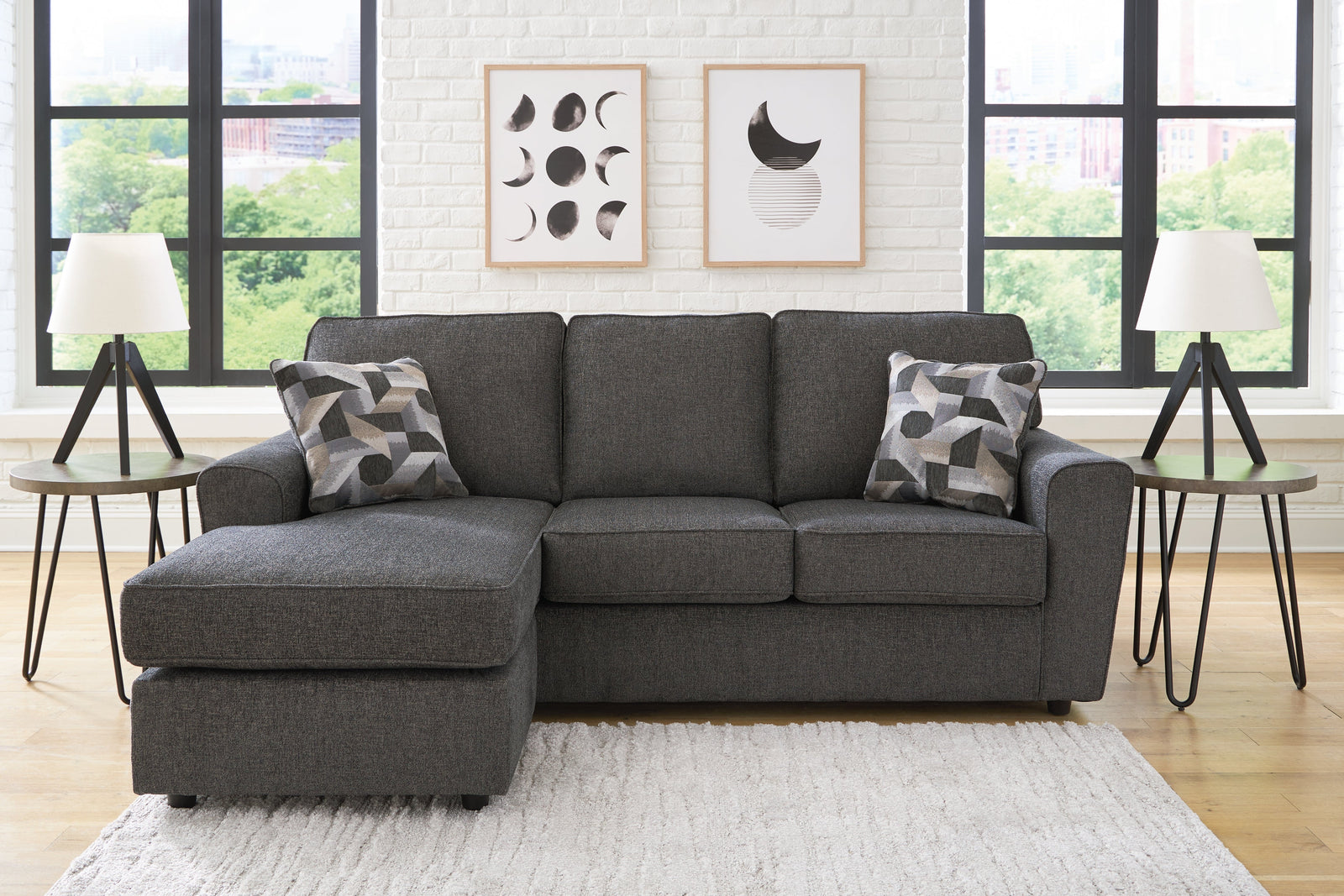 Cascilla Slate Chenille Sofa Chaise