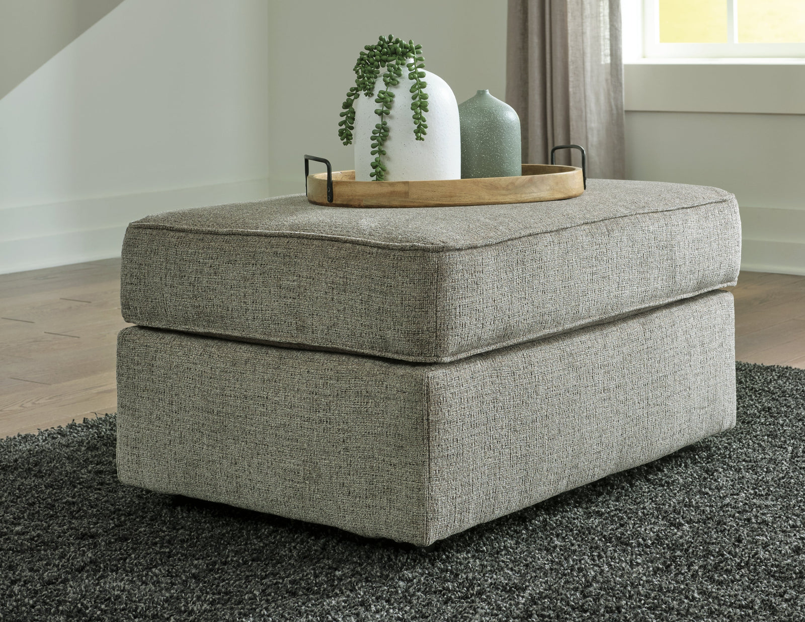 Cascilla Pewter Chenille Ottoman