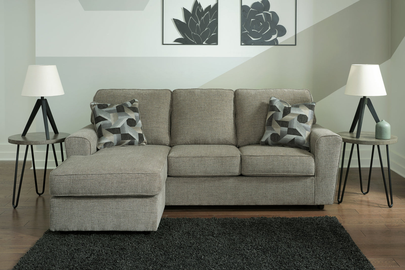 Cascilla Pewter Chenille Sofa Chaise