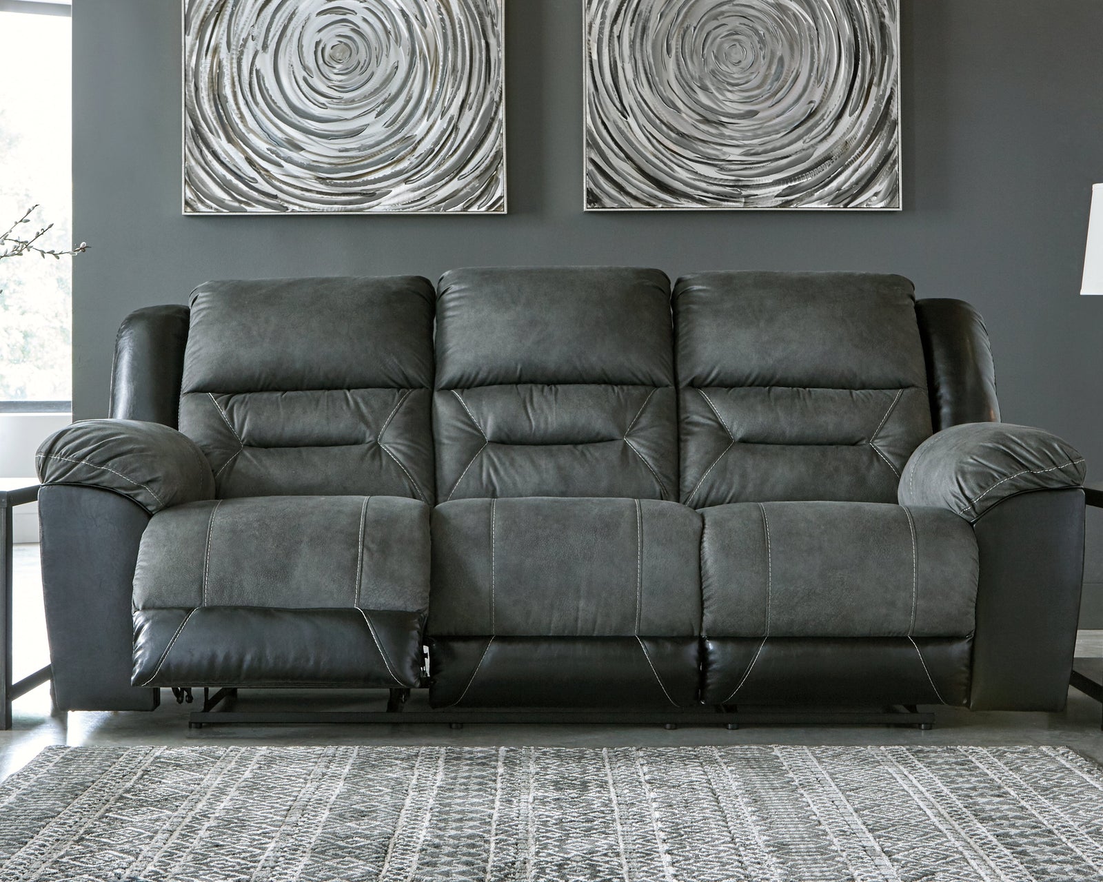 Earhart Slate Microfiber Reclining Sofa