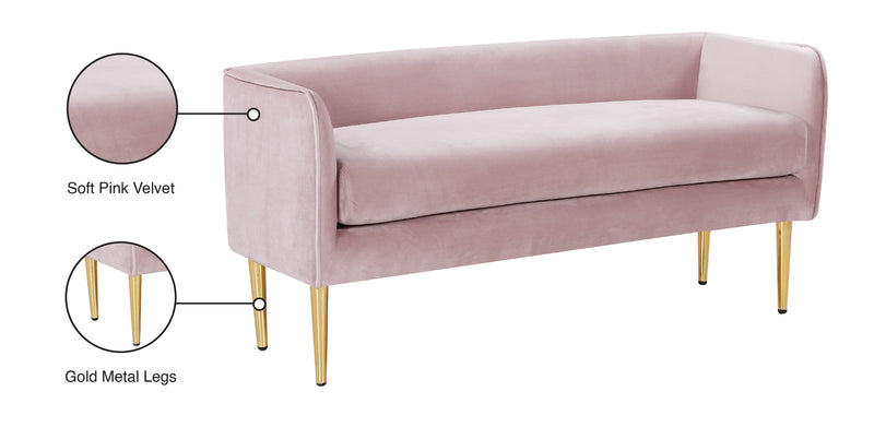 Audrey Pink Velvet Bench