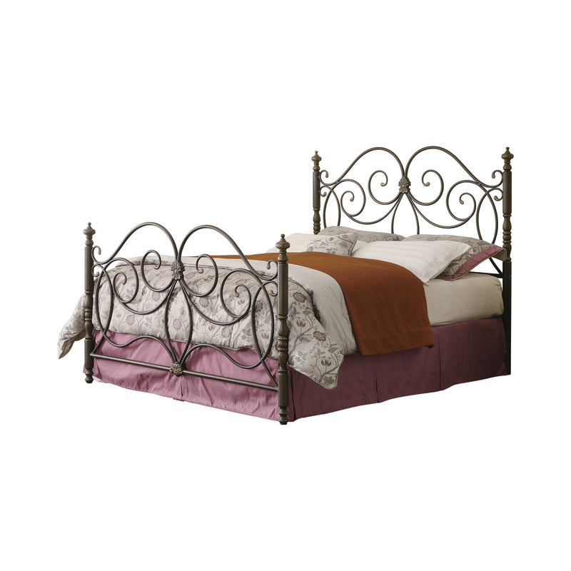 London Queen Metal Scroll Bed Dark Bronze