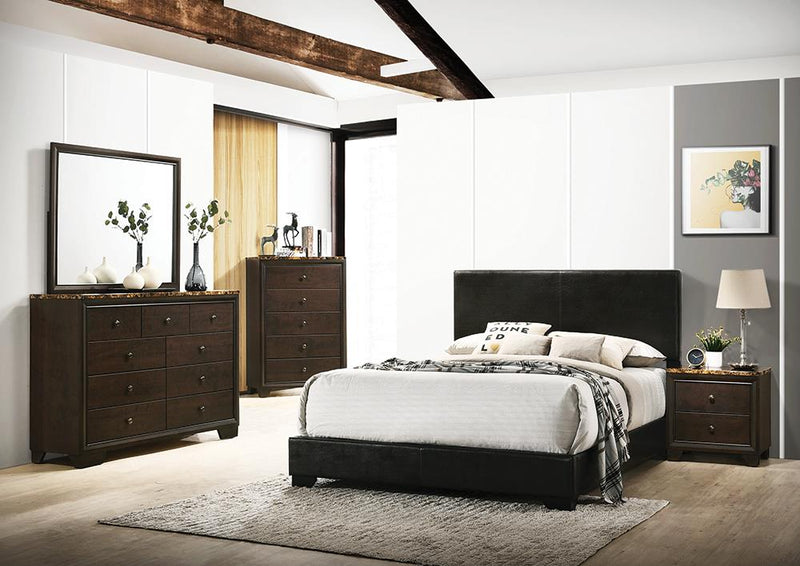 Conner King Upholstered Panel Bed Black