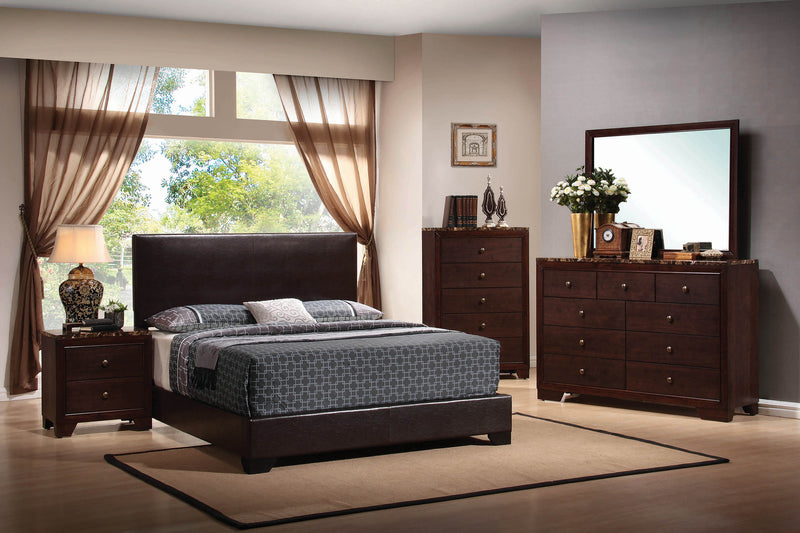 Conner Queen Upholstered Panel Bed Black