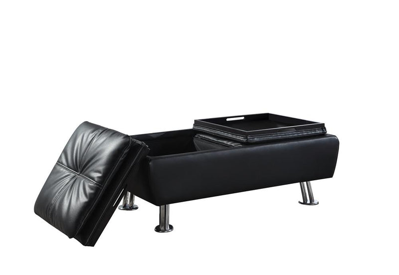 Dilleston Storage Ottoman With Removable Trays Black