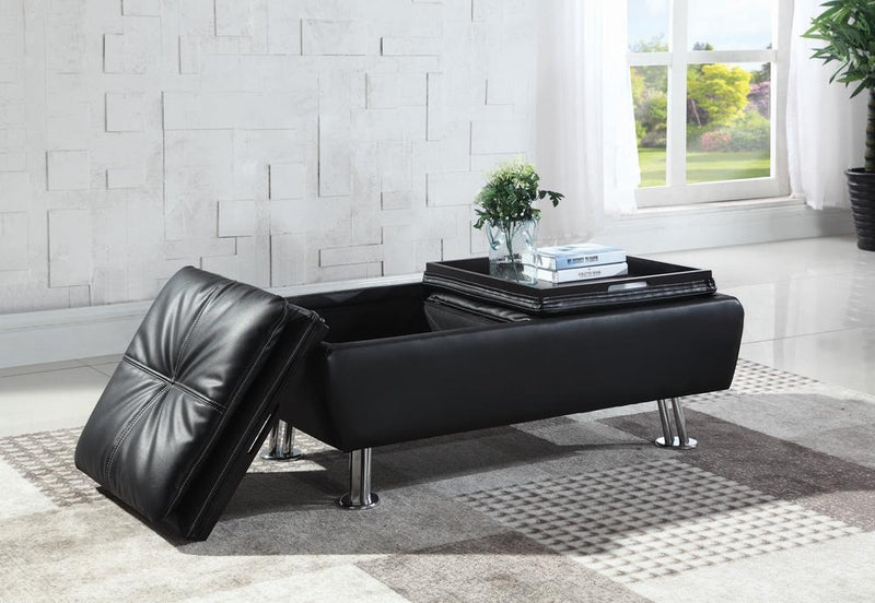 Dilleston Storage Ottoman With Removable Trays Black