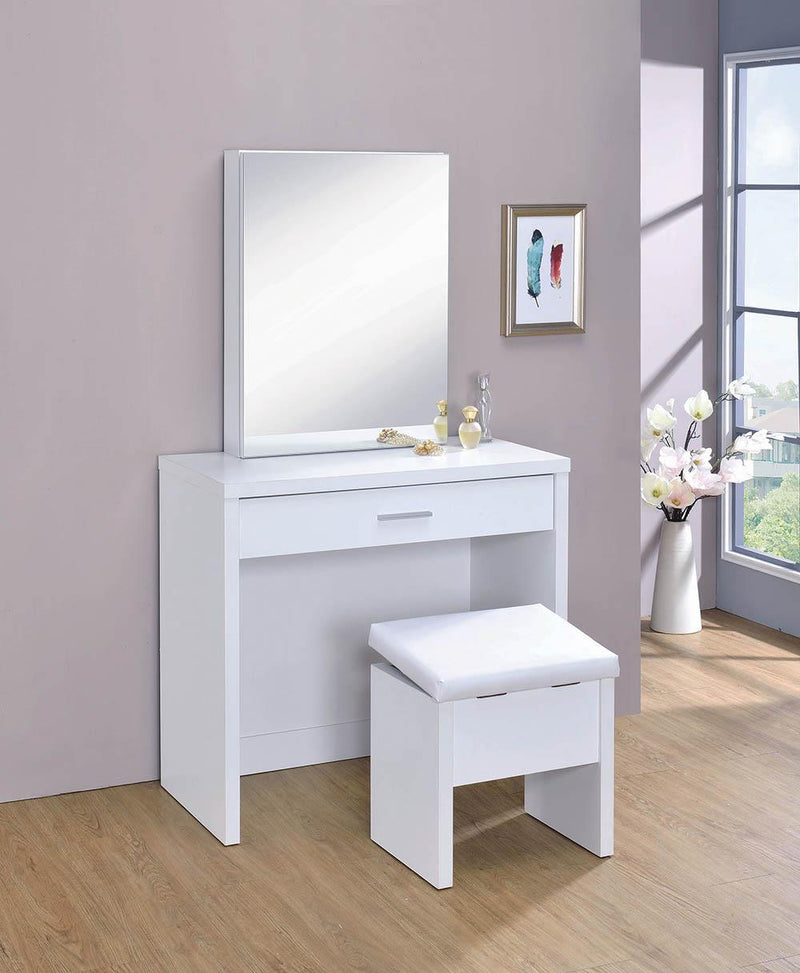 Harvey 2 piece Vanity Set With Lift top Stool White