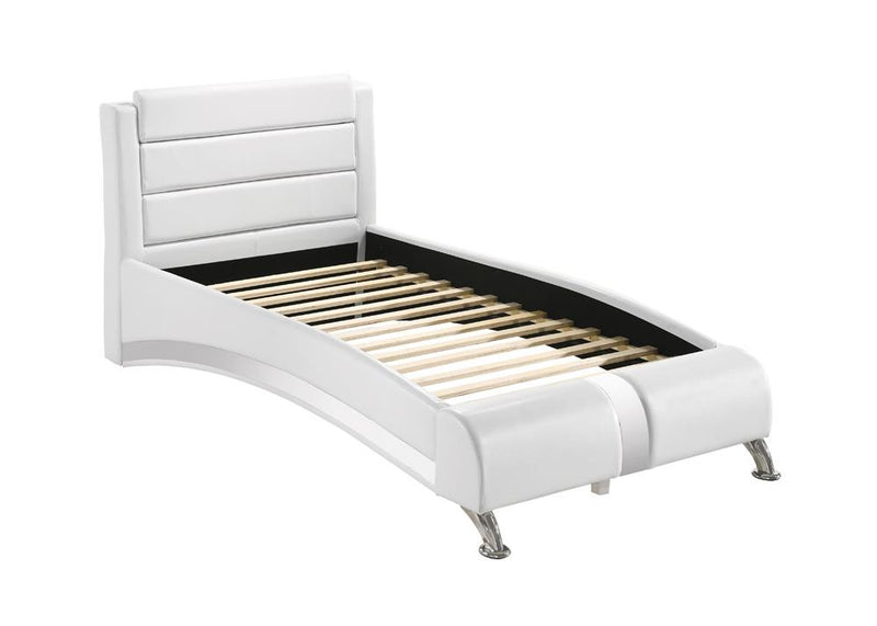 Jeremaine Twin Upholstered Platform Bed Glossy White