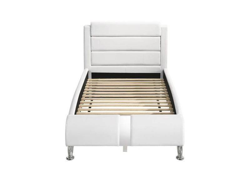 Jeremaine Twin Upholstered Platform Bed Glossy White